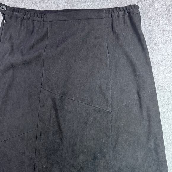 Robert Louis Women's L Black Suede Maxi Boho Lagenlook Skirt - Picture 6 of 6